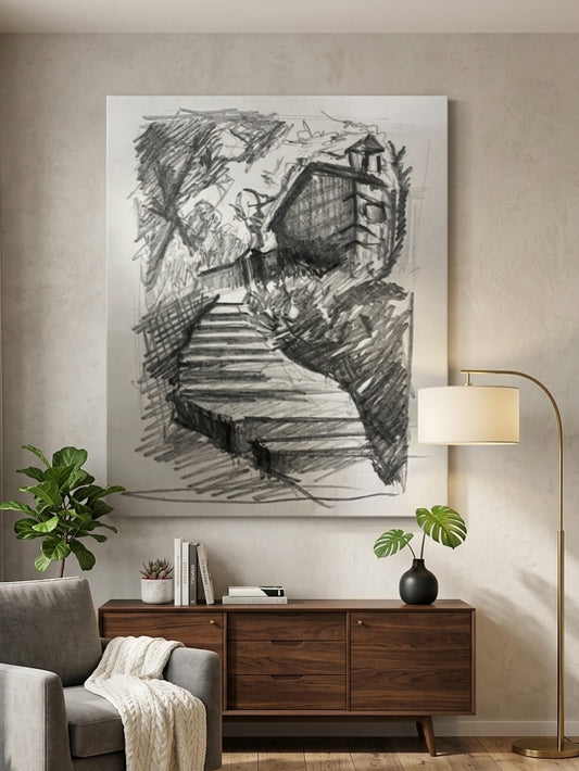 Monochrome Pathway Canvas Art