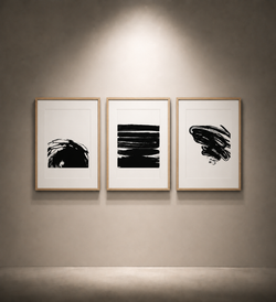 Black Brush Abstract Wall Art Set