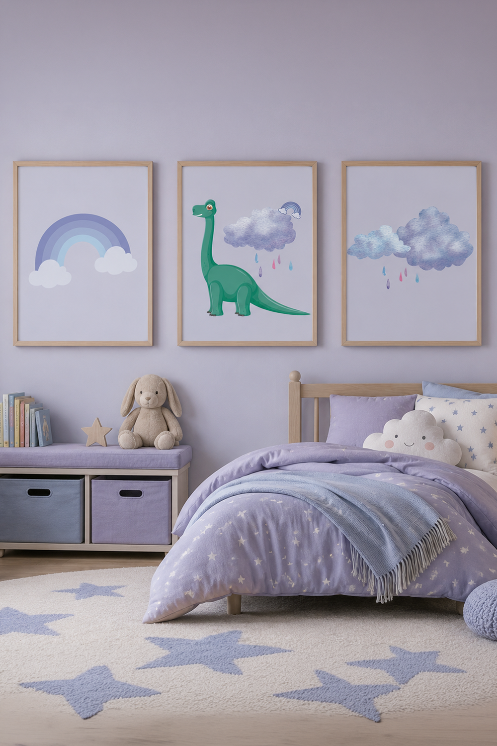 Dreamy Dinosaur Kids Wall Art Set