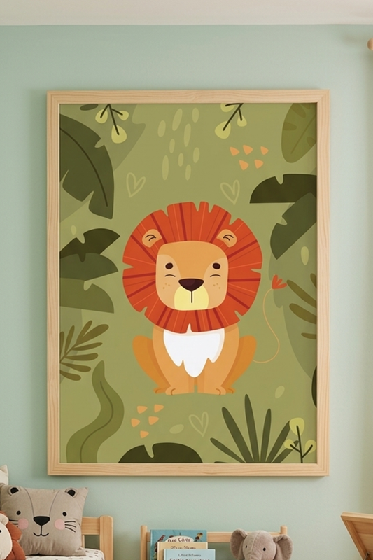Cute Jungle Lion Kids Wall Art