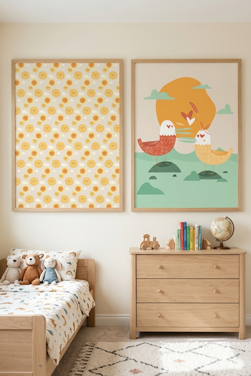 Sunny Birds Kids Wall Art Set