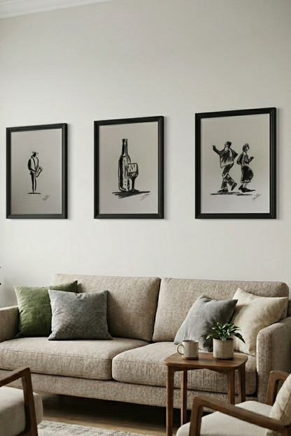 Black Sketch Gallery 3-Piece Wall Art Set