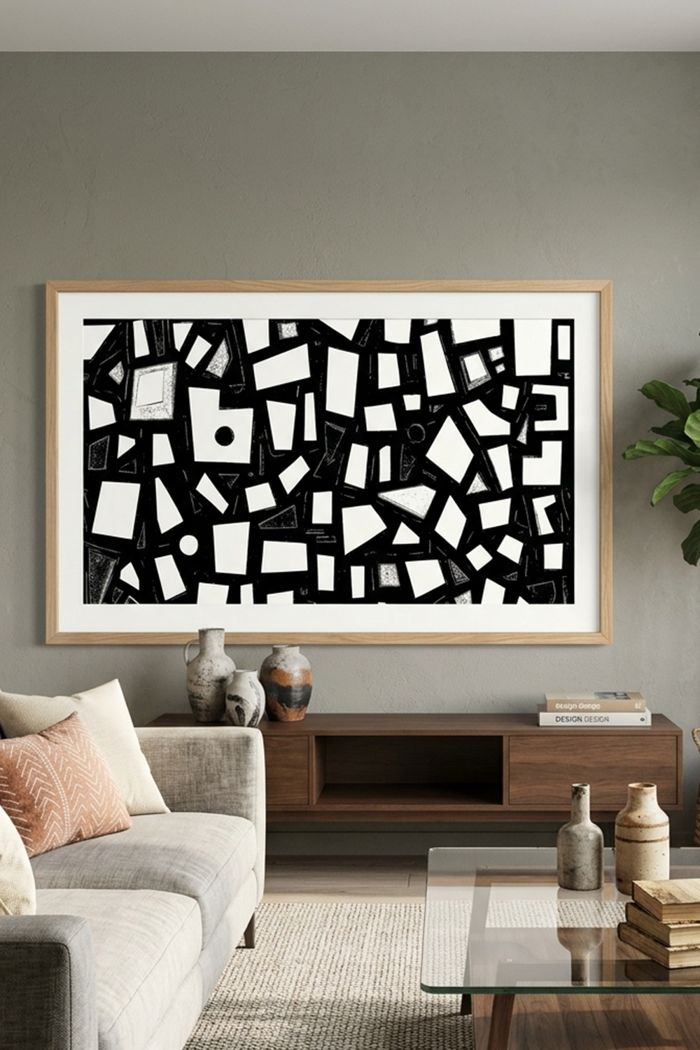 Geometric Black & White Abstract Wall Art
