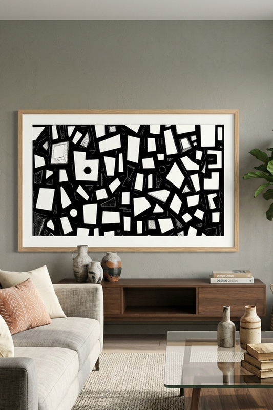 Geometric Black & White Abstract Wall Art