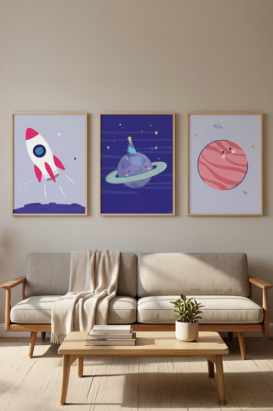 Kids Space Adventure Wall Art Set